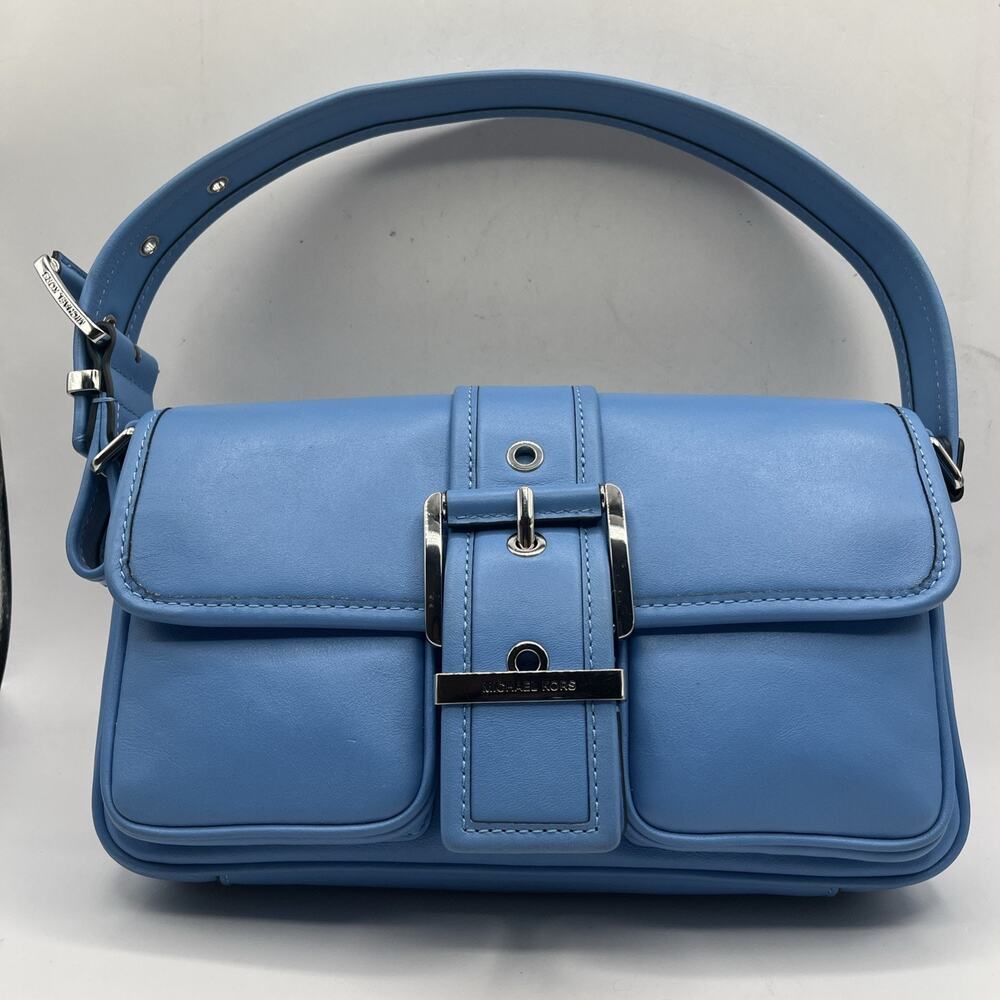 Michael Kors Colby Medium Leather Shoulder Bag CHAMBRAY Bright Blue Never Used